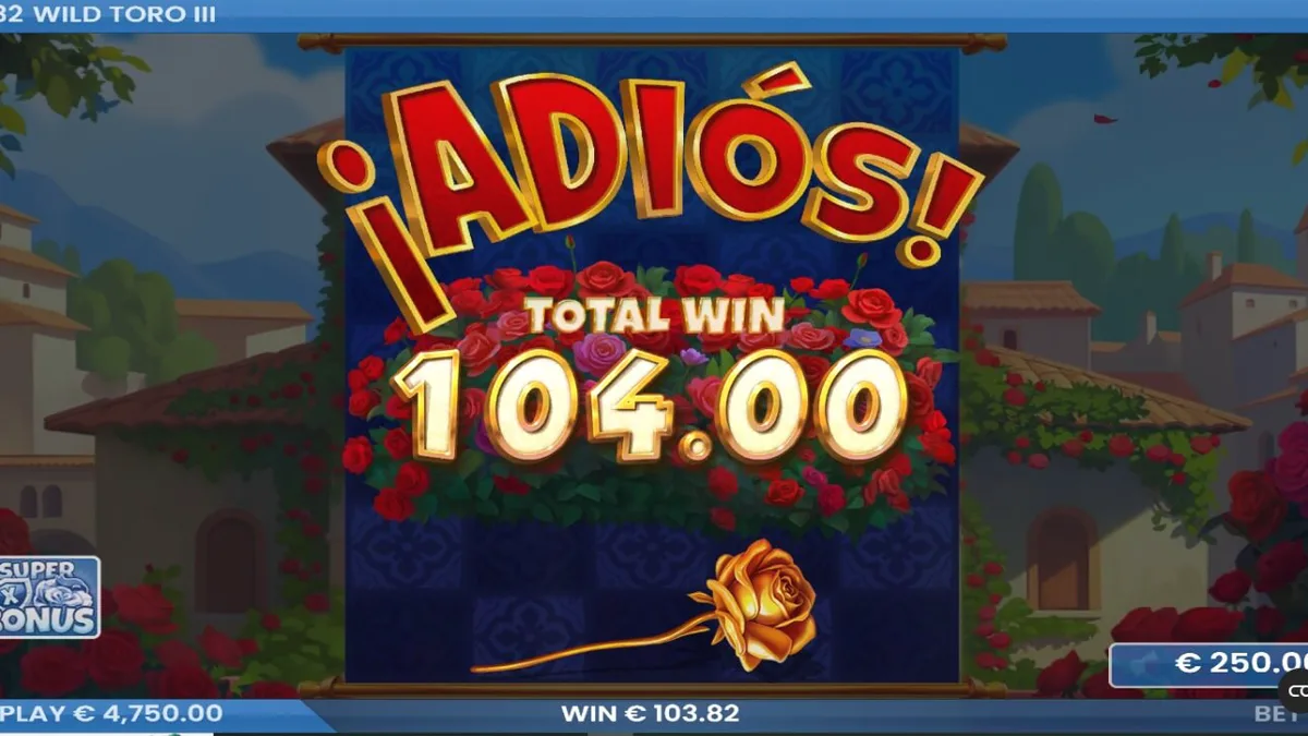Tampilan visual slot Wild Toro 3 dengan latar belakang desa Spanyol dan karakter banteng.